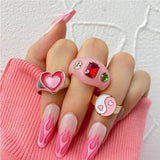 Christmas Gift Colorful Heart Y2K Ring Set Open Cooper Rings For Women Candy Color Hand-painted Knuckle Rings Jewelry