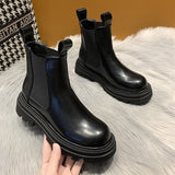 Automne hiver Chelsea bottes femmes 2021 plate-forme marron   bottines pour femmes fourrure court épais Punk gothique chaussures