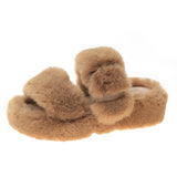 Women's fur Winter slippers 2021 Plush fluffy Home Slippers Women Cozy Soft Warm Furry Indoor House Shoes Platform Flip Flops