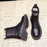 Women's Winter Boots 2021 New Fur Black Platform Combat Boots For Women Punk Gothic Shoes Ankle Boots Female Brand Designer