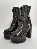 MURIOKI Female Boots For Women 2022 Platform Wedges Chain Design Girls Goth Gothic Shoes Woman Fashion New Arrivals Super High Heels