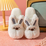 Winter Home Cotton Warm Rabbit Slippers Women Men Cute Shoes Non-slip Soft Sole Indoor Bedroom House Female Couples Furry Slides