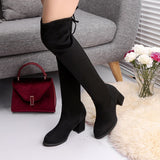 Oymlg2022 Fashion Women Boots Spring Winter Over The Knee Heels Quality Suede Long Comfort Square Botines Mujer Thigh High Boots