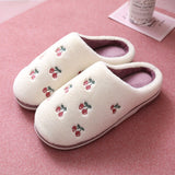 Christmas Gift Soft Women Cotton Slippers Winter Cute Fashion Indoor Plush Red Footwear Strawberry Thicker Warm Female Comfortable Flats Shoes