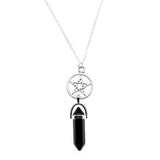 Christmas Gift Fashion Pentagram Star Chakra Stones Pendant Necklace for Women Supernatural Vintage Jewelry Wicca Witchcraft Choker Goth  Satan