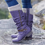 Murioki 2022 Fashion Autumn Winter Warm High Boots Rivet Knight Casual Shoes Side Zipper Knight Boots Outdoor Non-Slip Tall Tube Boots