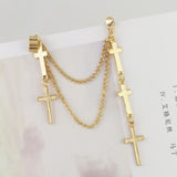 Christmas Gift Earrings Women Cross Exaggeration Exaggerated Classic Modern Metal Christian Chain Drop Dangle Earrings Vintage Statement Girls