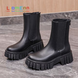 Women's White Ankle Boots 2021 Ladies Chunky Chelsea Boots Female Shoes Black Platform Motorcycle Boots Designer Punk Gothic