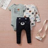 Newborn Baby Boy Clothes sets 2021 Spring 100% Cotton Cute Long Sleeves Tops+Romper+Pants 3Pcs Infant Baby Grils Clothing Outfit