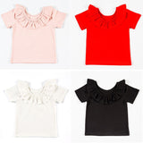 Murioki 2022 New Ruffle Collar Children Cotton T Shirt Kids T-Shirt Toddler Boys Girls Short Sleeves T Shirt O-Neck Tops Age 2 3 4 6 Yrs