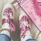 MURIOKI Female Flats Bandana Print Round Fashion Bow Knot Design Fashon Women's Sneakers 2022 Comfy Casual Hot Sale Slip On Footwear