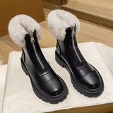 Murioki Autumn Winter Boots Women 2021 New Sexy Fashion Zipper Black White Ankle Boots For Women Luxury Designer Ladies Fur Shoes
