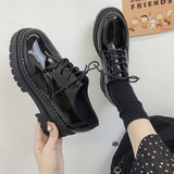 Murioki Women Oxford Shoes Wedge British Style Round Toe Clogs Platform Autumn All-Match Casual Female Sneakers Soft Leather Dress