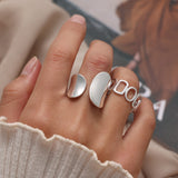 Christmas Gift  Fashion Silver Color Width Rings Statement Women's Punk Hollow Geometric Metal Wide Rings 2021 Trend Jewelry Gifts