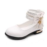 Christmas Gift Kids Shoes Fashion Tassel Bow Children Shoes 2021 New Spring Little Girls PU Leather Princess School Shoes E772