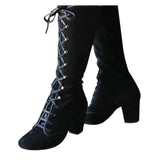 Murioki 2022 Black Boots Women Shoes  Knee High Women Casual Vintage Retro Mid-Calf Boots Lace Up Thick Heels Shoes2022 Black Boots Women Shoes  Knee High Women Casual Vintage Retro Mid-Calf Boots Lace Up Thick Heels Shoes