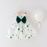 2022 New Fashion Baby Girl Dresses Princess clothing Cute 2pcs set Party Cotton Flower Children Bow Hat Sleeveless Sweet 1-3Y