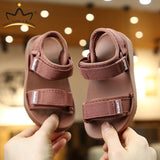 Murioki Summer New Canvas Sandals Boys Girls Sandals Solid Color Soft Soled Anti-Slip Children Kids Shoes Summer Beach Sandals