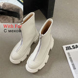 RIZABINA New Ankle Boots Woman Real Leather Winter Shoes Woman Thick Bottom Fashion Warm Short Boots Woman Footwear Size 34-42