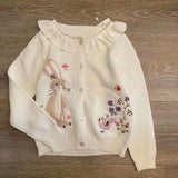 Christmas Gift  2-7Years Baby Girl Clothes Blue Sweater Chicken Paillettes Girls Cardigan  Autumn Embroidery Kids Sweater