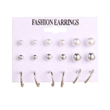 Christmas Gift  20Pair Vintage Pearl Crystal Geometirc Stud Earrings For Women Hoop Earrings 2021 Trend Piercing Fashion Jewelry Set