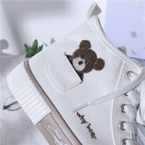 Women's Sneakers Kawaii Shoes Sports Vulcanized High Top Flats Casual Fashion Bear Spring Cute Harajuku Canvas