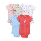 5PCS/LOT Newborn Baby Girl Boy Romper 2021 Summer Spring Top Quality 100% Cotton Short Sleeves 0-24M Infant Baby Jumpsuit