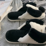 Winter House Fur Slippers Warm Cotton Shoes Cute Lovely Cartoon Dog Indoor Bedroom Women Men Ladies Lovers Couple Furry Slippers