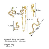 Christmas Gift  Vintage Snake Crystal Tassel Chain Earrings Set 2021 Fashion Trend Punk Geometry Crystal Stud Earrings Women Jewelry Gift