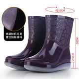 Rain Boots Women Waterproof Work Shoes for Girls Women Non-slip  Mid-Calf Water Boots Antiskid Wear-resistant Thickened
