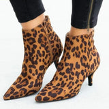 NEW Women's Ankle Boots Leopard Women Pointed Toe Ladies Chunky High Heel Female Shoes Woman Footwear Plus Size 35-43 Snake