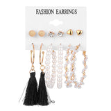 Christmas Gift Fashion Pearl Hoop Earrings Set For Women Geometirc Gold Color Metal Circle Hoop Earrings 2021 Trend Jewelry Gift