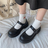 Murioki Japanese School Students Uniform Shoes Uwabaki JK Round Toe Buckle Trap Women Girls Lolita Cosplay Shoes Sweet Lolita Shoes