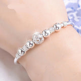 Christmas Gift Silver Color Lucky Beads Charm Friendship Cuff Bracelets&Bangle For Women Elegant Adjustable Wedding Jewelry sl096