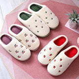 Christmas Gift Women Winter Shoes Plush Fruit Cute Lovers Indoor Slippers Strawberry Banana Thick Bottom Warm Soft Ladies Home Cotton Slippers