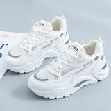 Women Chunky Sneakers Thick Bottom Platform Fashion Mesh Casual Shoes Comfortable White Vulcanize Running Walking Female Shoe