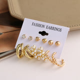 Christmas Gift KISS WIFE Vintage Geometric Golden Drop Earrings Set For Women Pearl Acrylic Hoop Earrings 2021 Trend Fashion Jewelry Pendientes