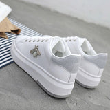 Women Casual Shoes 2018 New Women Sneakers Fashion Breathable PU Leather Platform White Women Shoes Soft Footwears Rhinestone
