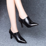 MURIOKI Fall 2022 High-heeled woman stiletto heel Medium heel ankle boots pointy high heel deep mouth single shoe woman