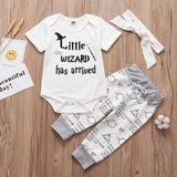 Newborn Baby Clothes 2022 New Summer Magic Is Everywehre Letter Print Romper+Pants+Hat Headband 3PCS Baby Boy Girl Clothing Sets