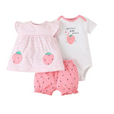Infant Baby Girl Clothing Set 2022 Summer Soft Cotton Newborn Tops+Bodysuits +Shorts 3Pcs baby suits Ropa de bebe