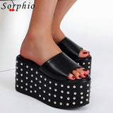 MURIOKI Female Platform Wedges Super High Heels Sandals For Women Girl Rivet Casual Fashion Hot Sale 2022 New Brand Shoes Outfit
