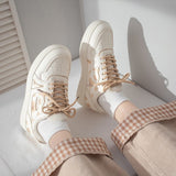 Women Sports Kawaii Shoes Sneakers Platform White Anime Spring Tennis Lolita Flat Vulcanize Running Korean Rubber Sole Trainers