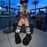 Big Size 35-43 Brand Design Female High Heels Goth Flats Cosplay Platform Women's sneakers 2021 Street Punk Wedge Shoes Woman