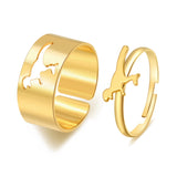 Christmas Gift KISS WIFE New Flame Butterfly Rings Set For Women Men Couple Rings Set Gold Silver Color Open Rings 2021 Trend Party Jewelry Gif