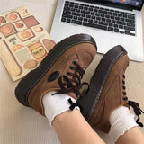Murioki back to school Thick-soled Shoes Spring Autumn British Style Retro PU Leather Shoes Lace Up Martin Single Shoes JK Shoes Mary Janes Shoes
