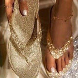 Murioki Women Flip Flop Slippers Slides Bling Rhinestone Ladies Shoes Casual Summer Flat Female Crystal Glitter Woman Plus Size 2022