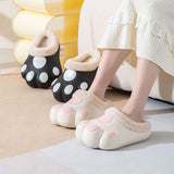 Murioki 2023 Cute Cat Paws Furry Slippers Funny Indoor Home Fluffy Slides Female Floor Kawaii Shoes Slippers Lovely Cat Cotton Slippers