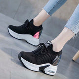 Murioki Women's Shoes New Autumn Wedge Platform Lace Up Casual Sneakers Fashion High Heels Breathable Comfortable Sport Shoes