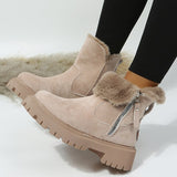 Murioki Suede Fur Snow Boots Women Winter 2022 Thick Plush Warm Ankle Boots Woman Thick Square Heels Cotton Padded Shoes Booties Mujer